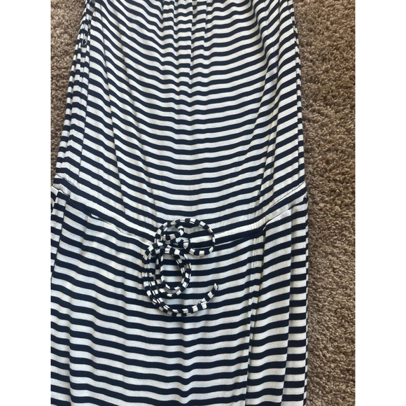 Cabi Boat Stripe Maxi Dress Medium Blue White Faux Wrap Nautical Strappy 5105 - Picture 3 of 9